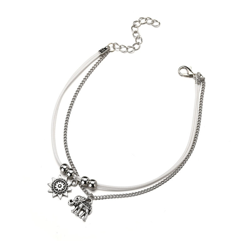 bohemian star elephant double layer anklet, view 9 - MRSLM