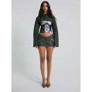 faux leather mini skirt, view 3 - MRSLM