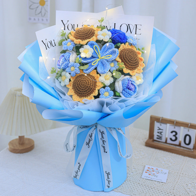 knitted wool flower bouquet, view 3 - MRSLM