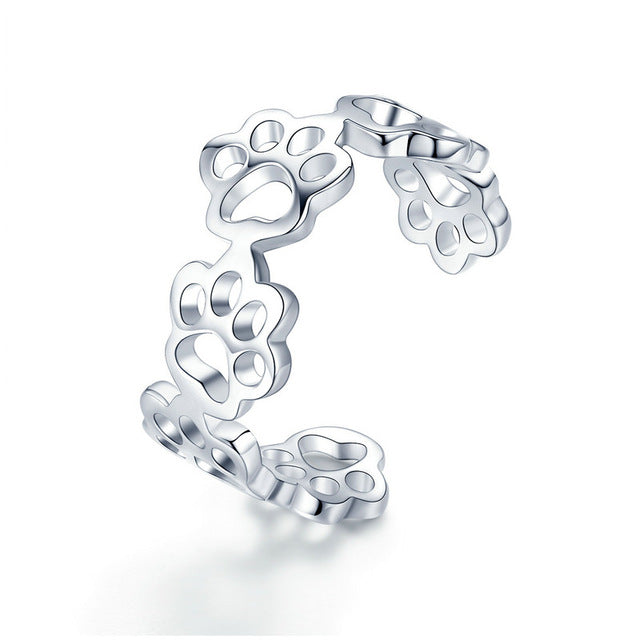 pet paw print silver jewelry set, view 4 - MRSLM
