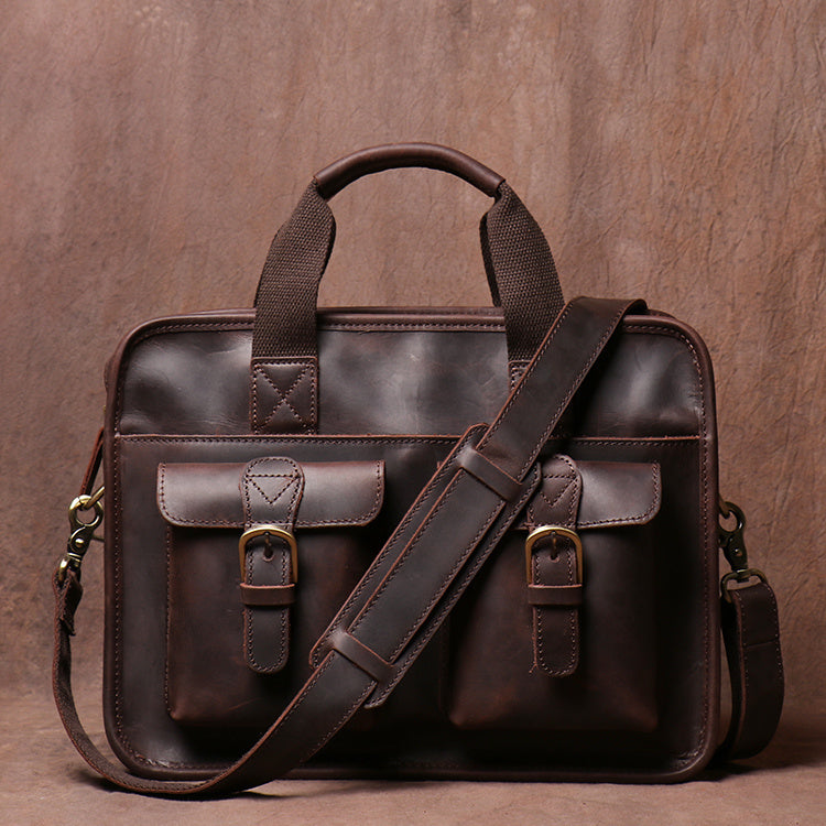 men's retro cowhide briefcase, view 2 - MRSLM