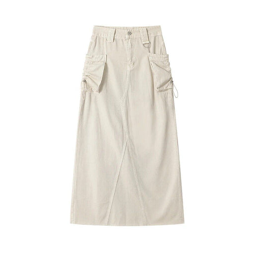 vintage high-waist denim cargo skirt, view 3 - MRSLM