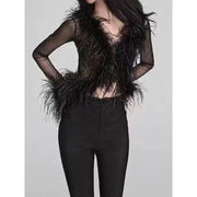 deep v-neck lacing strap cardigan, view 3 - MRSLM