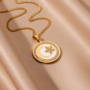 gold moon pendant necklace, view 8 - MRSLM
