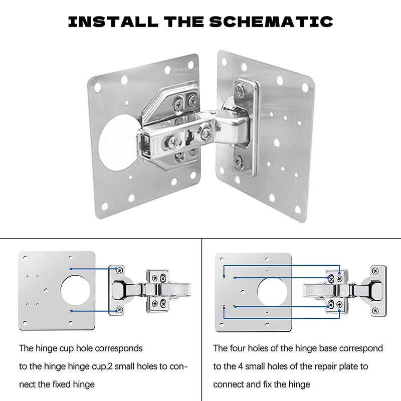 stainless steel hinge repair plate, view 5 - MRSLM