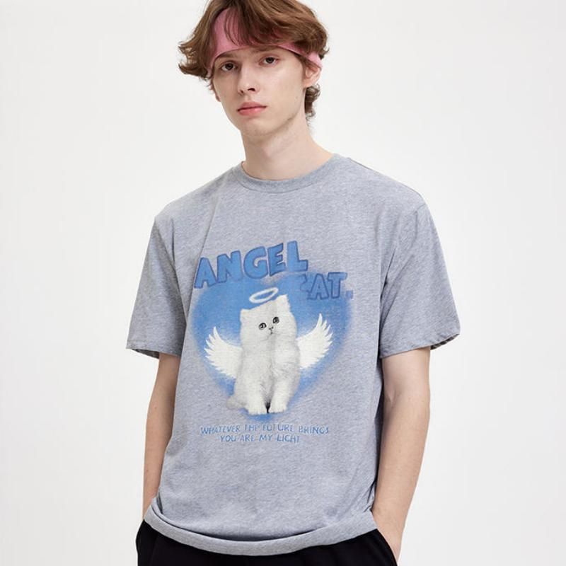 angel cat graphic cotton t-shirt, view 6 - MRSLM