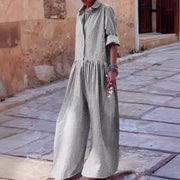 plaid blouse collar jumpsuit, view 3 - MRSLM
