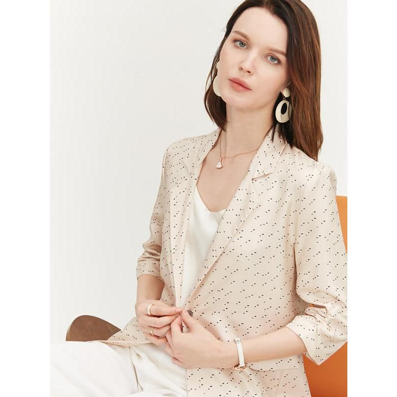 Dots printed silk blazer, view 4 - MRSLM