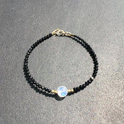 natural black spinel moonstone bracelet, view 3 - MRSLM