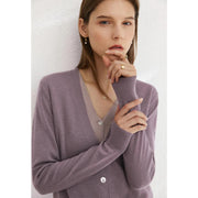 minimalist v-neck wool blend cardigan, view 6 - MRSLM