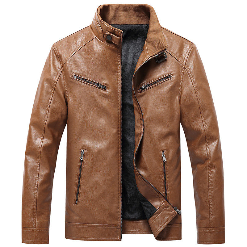 men's fleece padded pu leather jacket, view 6 - MRSLM