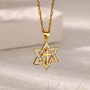 cubic zirconia star pendant necklace, view 4 - MRSLM