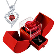 Preserved rose apple gift box with necklace, view 6 - MRSLM