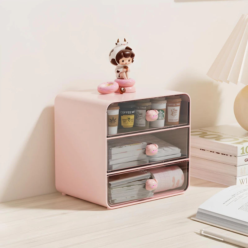 clear acrylic desk organizer with drawers, view 8 - MRSLM
