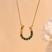 18k gold plated lucky horseshoe pendant necklace, view 8 - MRSLM