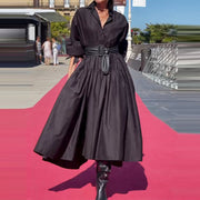 puff sleeve swing dress black - MRSLM