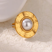 gold-tone imitation pearl ring, view 5 - MRSLM