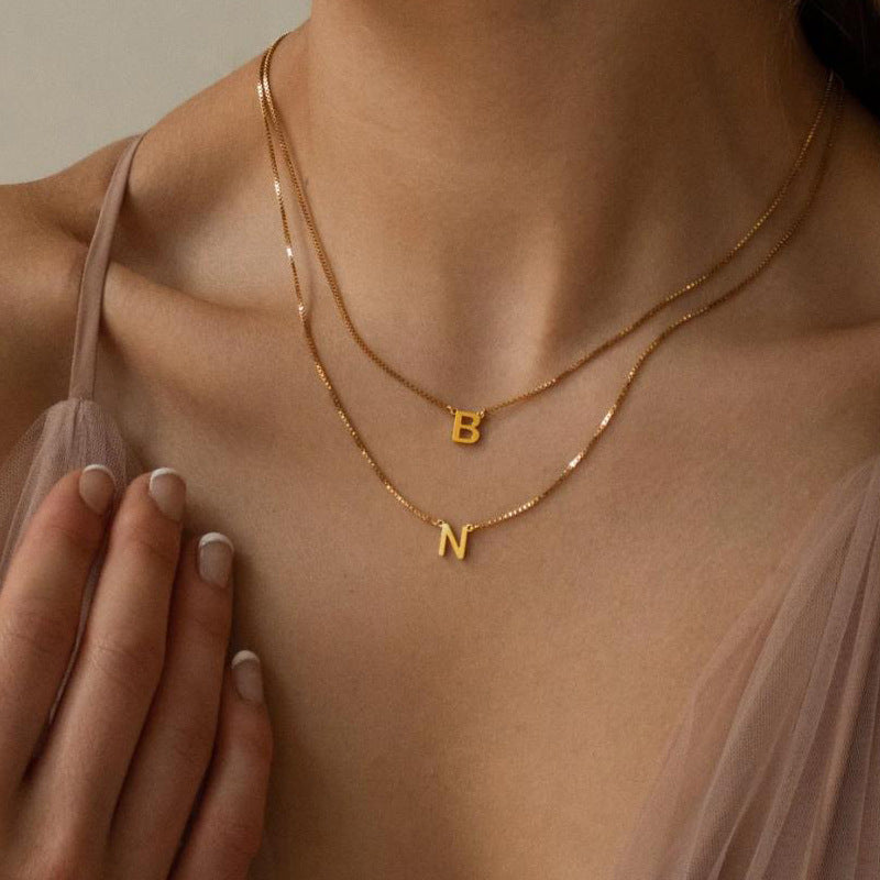 gold name pendant necklace, view 5 - MRSLM