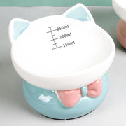 cute ceramic elevated cat bowl, view 2 - MRSLM