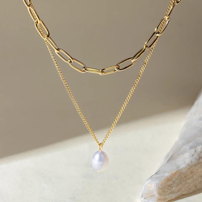 double layer paper clip necklace, view 6 - MRSLM