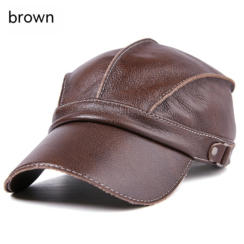 Men's leather baseball cap with earmuffs, view 5 - MRSLM