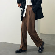 high-waisted drape trousers with side slits, view 3 - MRSLM