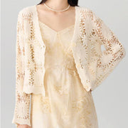 v-neck lace patchwork cardigan - MRSLM