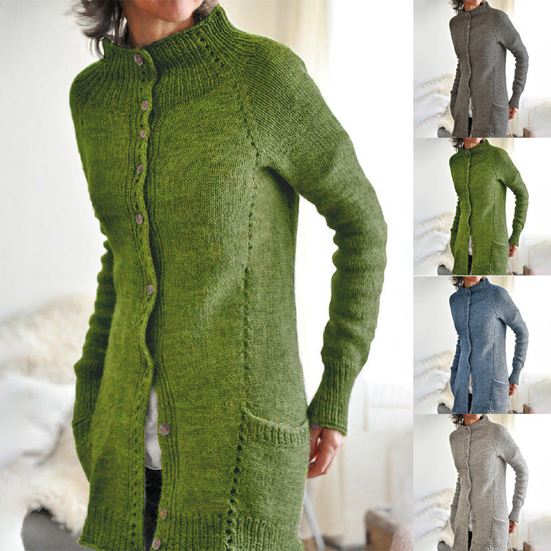 Women's long knit pocket cardigan, view 2 - MRSLM