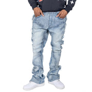 men's slightly stretch embroidered jeans, view 3 - MRSLM