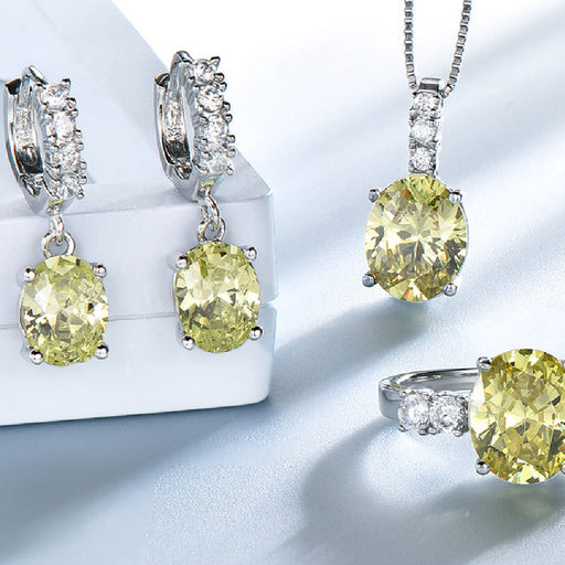 silver pendant ring and earring set - MRSLM