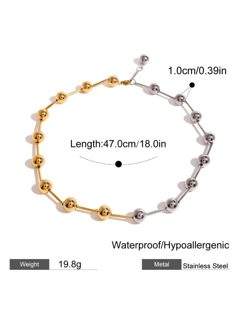 minimalist beaded clavicle chain necklace, view 7 - MRSLM
