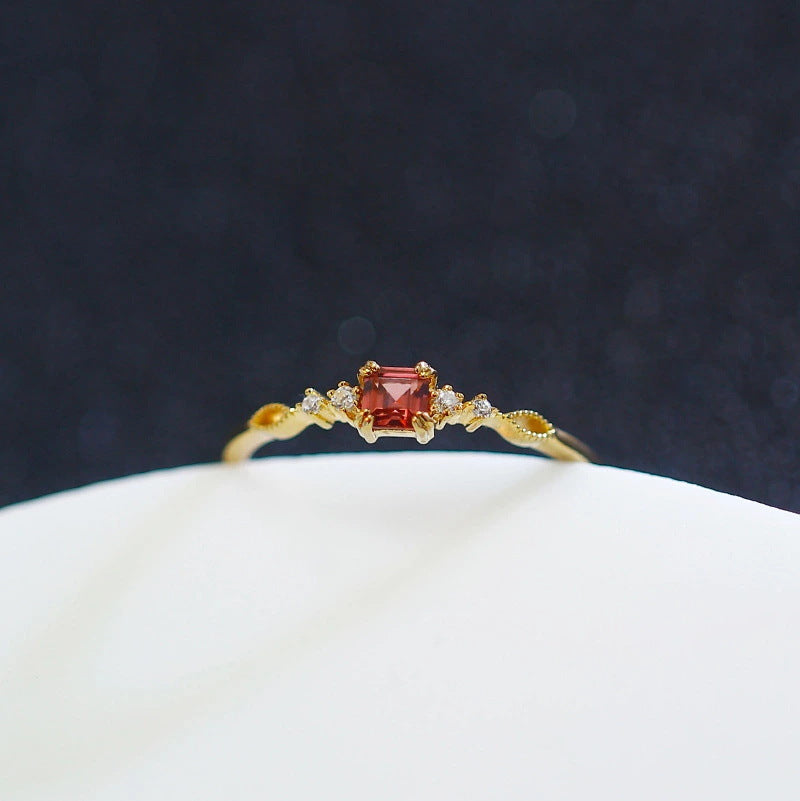 sterling silver garnet wave ring, view 3 - MRSLM