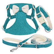 adjustable bowtie collar, leash and harness set, view 4 - MRSLM