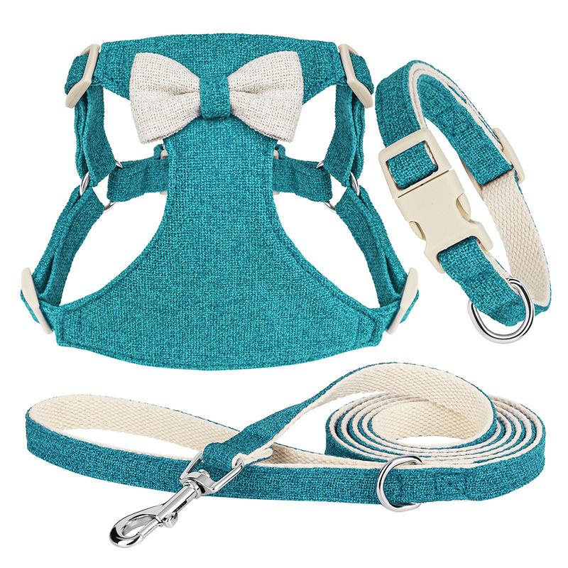 adjustable bowtie collar, leash and harness set, view 4 - MRSLM