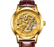 gold skeleton automatic dragon watch, view 11 - MRSLM