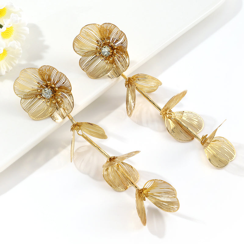 Rhinestone flower tassel earrings, view 13 - MRSLM