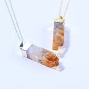 Yellow crystal rectangle pendant necklace, view 8 - MRSLM