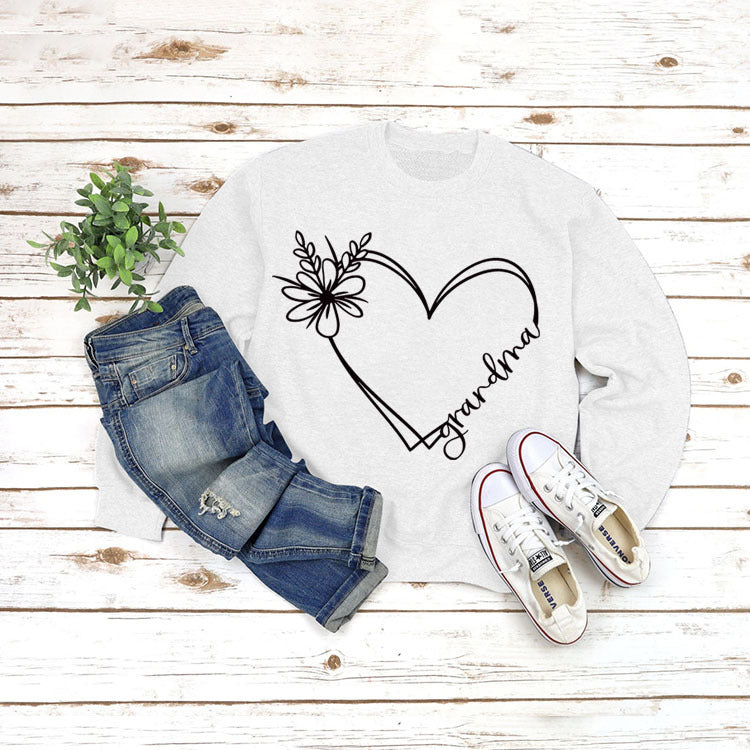 grandma printed loose long sleeve sweatshirt, view 2 - MRSLM