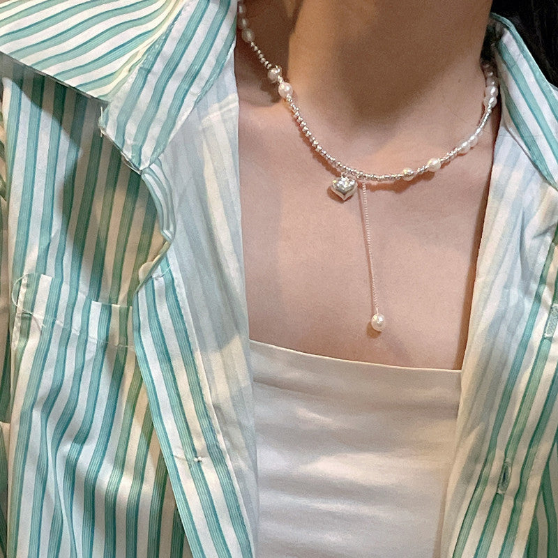 S925 silver love pearl necklace, view 4 - MRSLM
