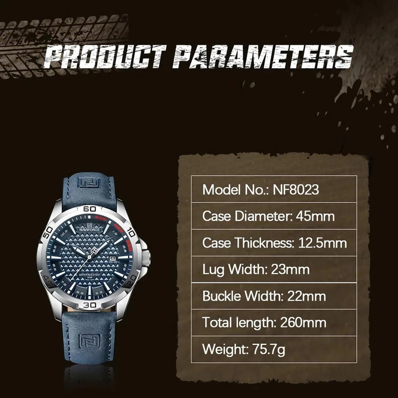 men's sport leather strap watch, view 9 - MRSLM