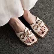 retro slippers with metal buckle, view 4 - MRSLM