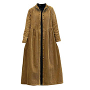 retro corduroy women's long coat, view 5 - MRSLM