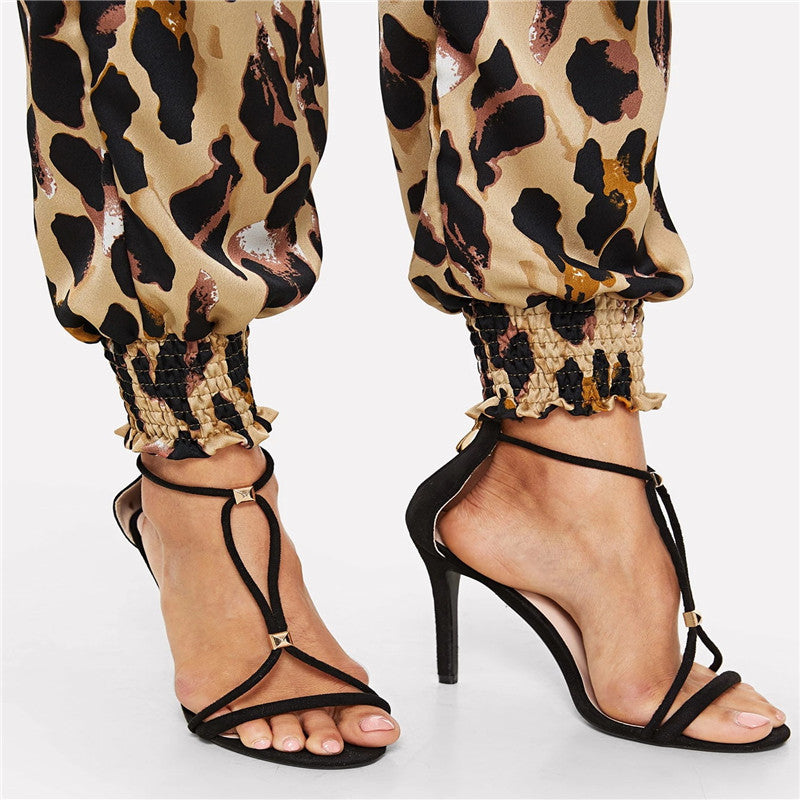 high waist leopard print pants, view 3 - MRSLM