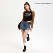 retro irregular hem printed t-shirt top, view 7 - MRSLM
