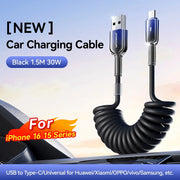 60w usb type c pd spring car charging cable, view 3 - MRSLM
