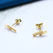 geometric square zircon ear studs, view 2 - MRSLM