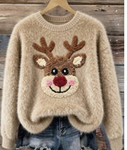 Women's cute Santa print Christmas sweater, view 11 - MRSLM