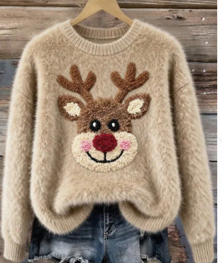 Women's cute Santa print Christmas sweater, view 11 - MRSLM