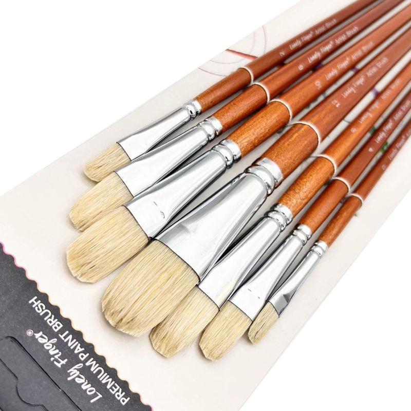 7-piece long handled bristle paint brush set - MRSLM