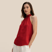 women's silk halter tank top, view 4 - MRSLM